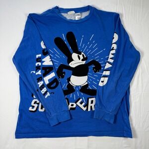 Disney Oswald the Lucky Rabbit Sky Scrappers Blue Long Sleeve Graphic T-Shirt L